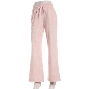 Juniors No Comment Fleece Lined Leaf Print Wide Leg Pants - Pink