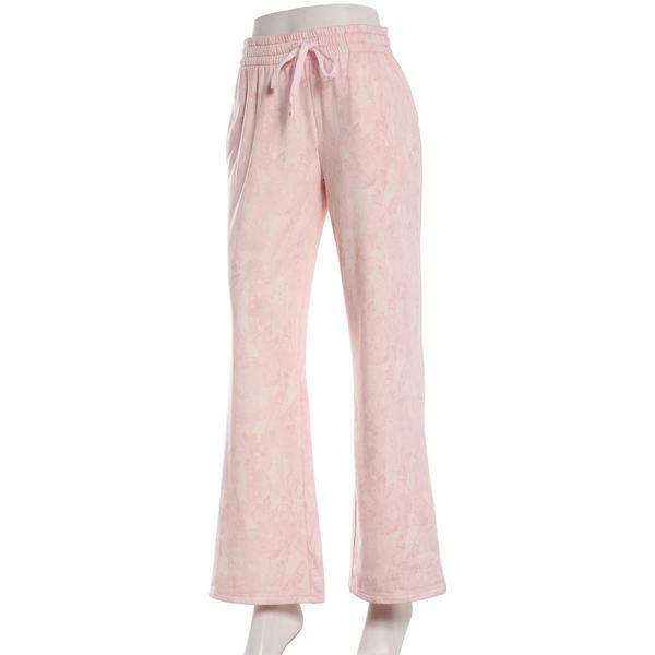 Juniors No Comment Fleece Lined Leaf Print Wide Leg Pants - Pink alternate view