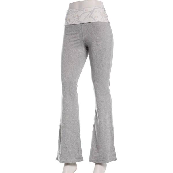 Juniors No Comment Fleece Fold Over Waist Flare Pants - Grey alternate view