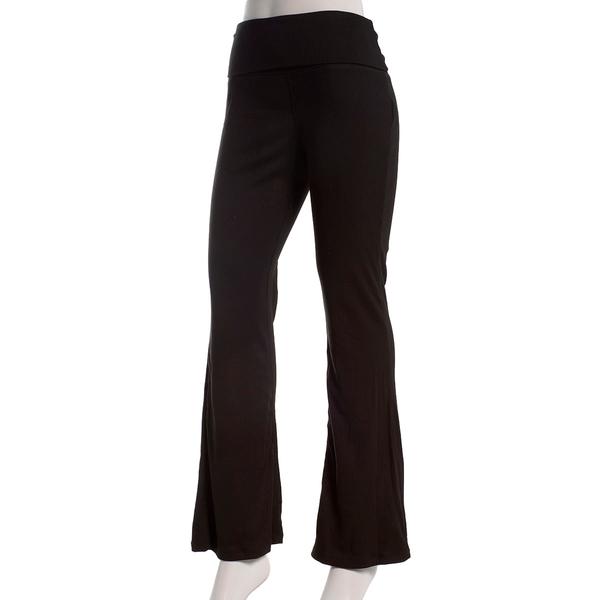 Juniors No Comment Fleece Lined Ribbed Foldover Flare Leggings alternate view