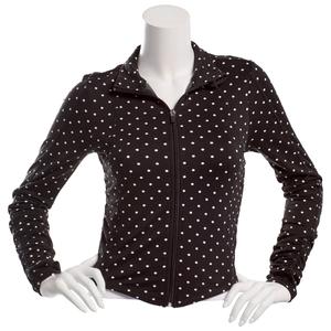 Juniors No Comment Polka Dot Fleece Zip Up Jacket