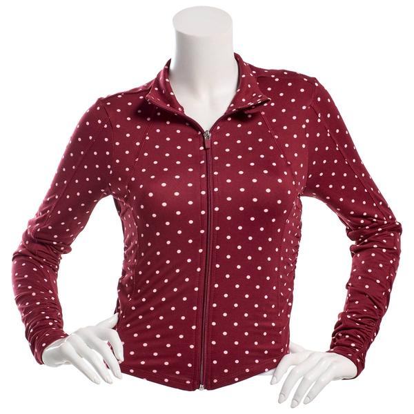 Juniors No Comment Polka Dot Fleece Zip Up Jacket alternate view