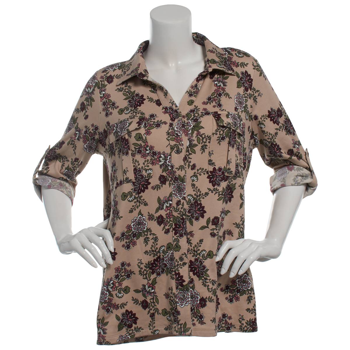 Petite Hasting & Smith Floral 3/4 Sleeve Casual Button Down