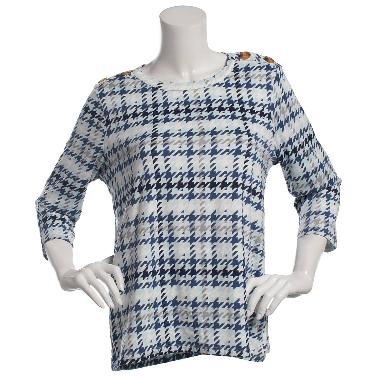 Womens Hasting & Smith 3/4 Sleeve Houndstooth Tee