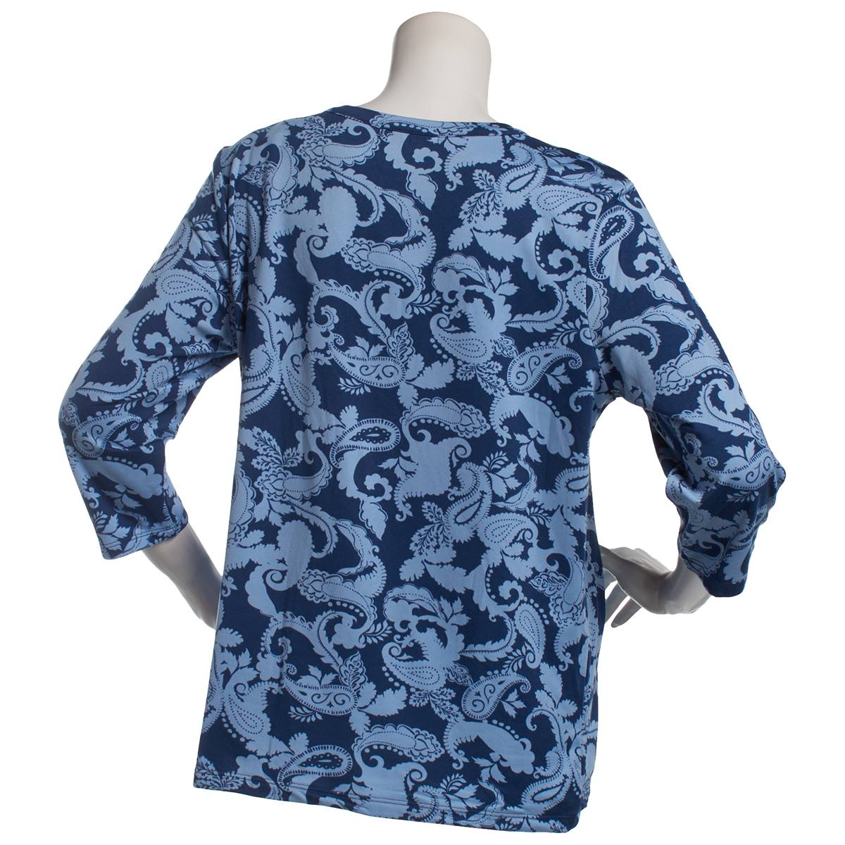 Plus Size Hasting & Smith 3/4 Sleeve Paisley Button Shoulder Tee