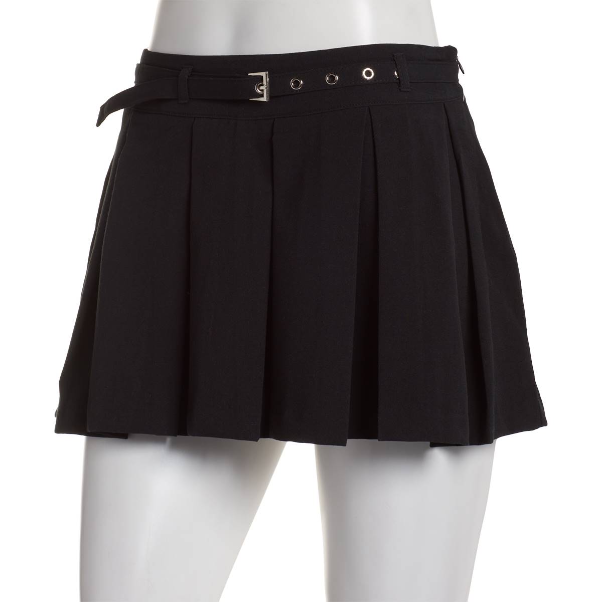 Juniors No Comment Belted & Pleated Mini Skirt