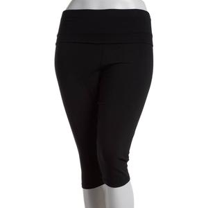 Juniors Plus No Comment Fold Over Capri Leggings alternate view