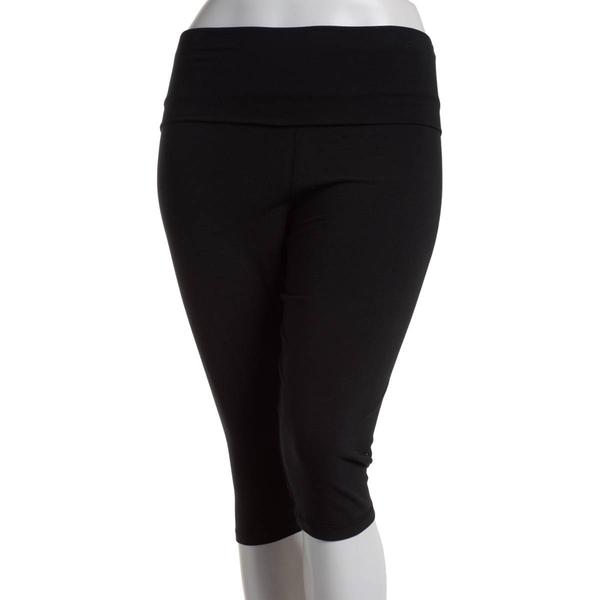 Juniors Plus No Comment Fold Over Capri Leggings alternate view