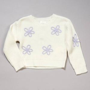 Girls (4-6x) No Comment Long Sleeve Braided Flowers Knit Sweater alternate view