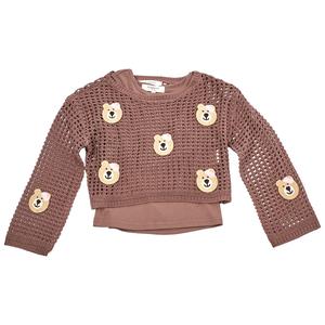 Girls (4-6x) No Comment Mesh 2Fer Crochet Bear Top w/ Tank