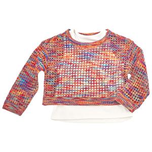 Girls (4-6x) No Comment Rainbow Space Dye Mesh 2Fer Top w/ Tank alternate view