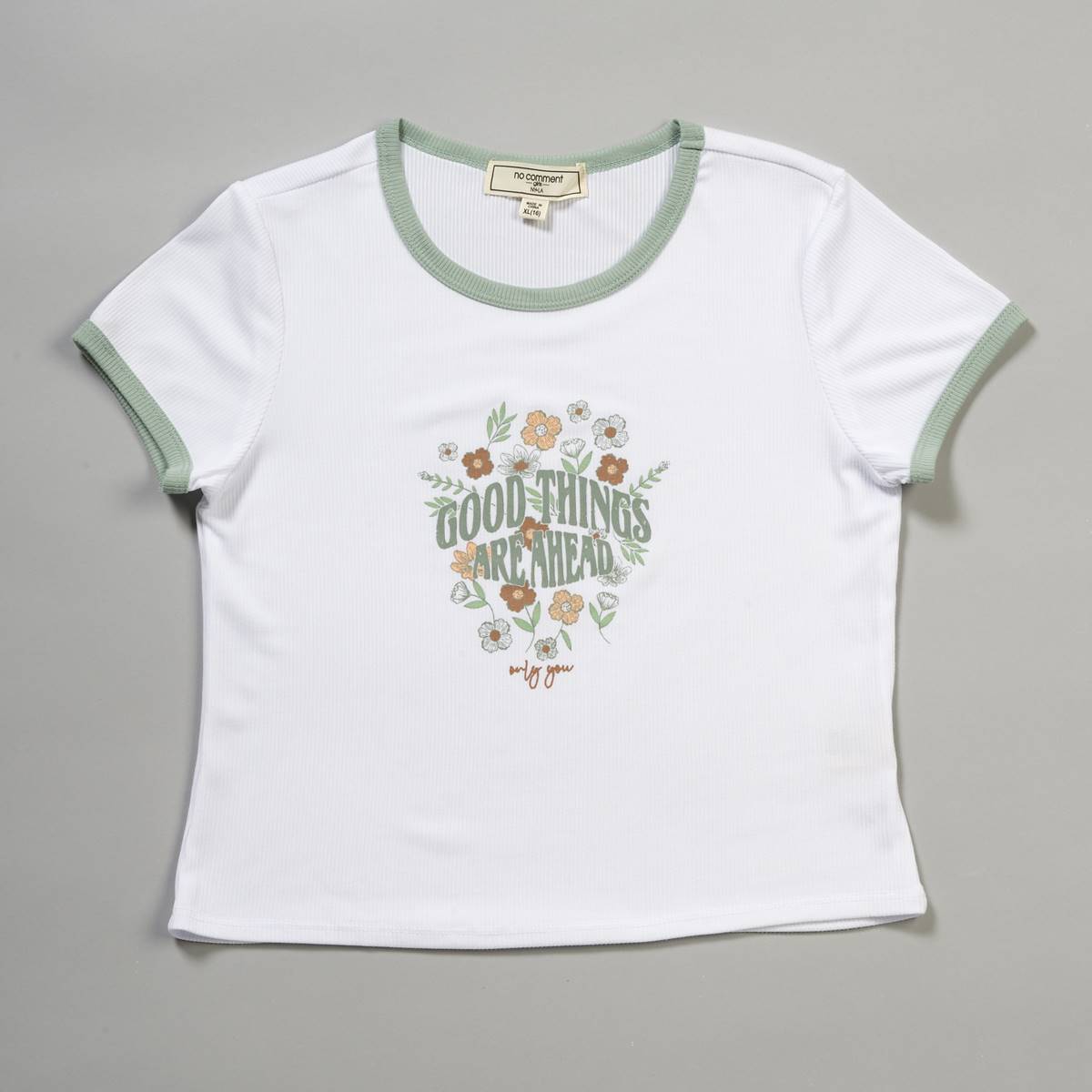Girls (7-16) No Comment Good Things Ribbed Short Sleeve Tee