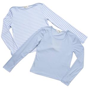 Girls (7-16) No Comment 2pk. Butterfly & Stripe Long Sleeve Tees alternate view