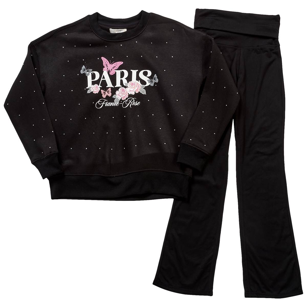 Girls (7-16) No Comment Paris Gem Sweatshirt & Flare Pants Set