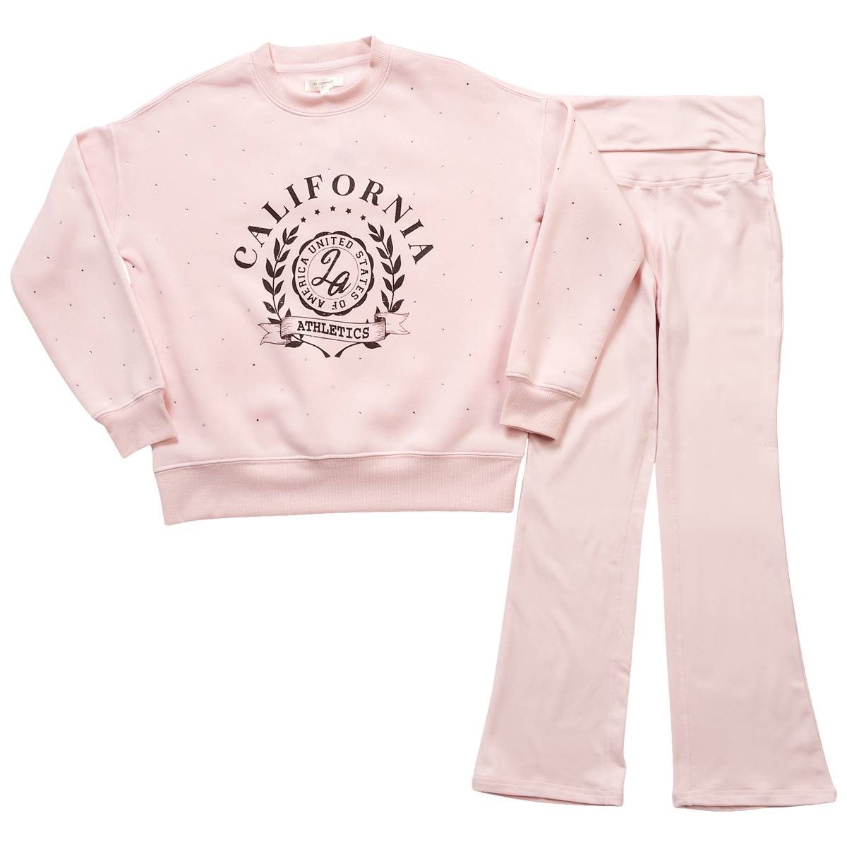 Girls (7-16) No Comment CA Gem Sweatshirt & Flare Pants Set