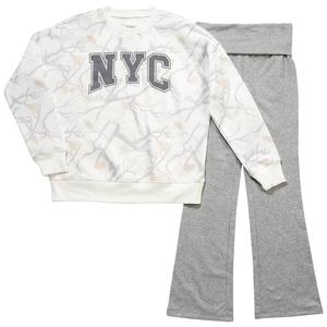 Girls (7-16) No Comment NYC Camo Crew w/ Foldover Flared Leggings