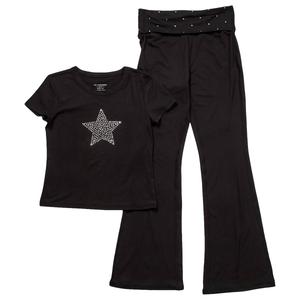 Girls (7-16) No Comment 2pc. Rhinestone Star Tee w/Flare Leggings
