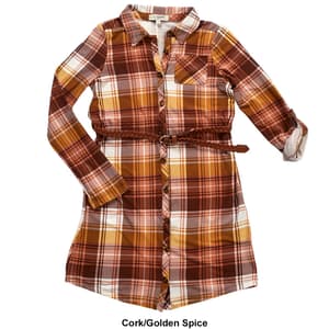 Girls (7-16) No Comment Belted Plaid Shirtdress