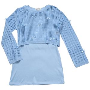 Girls (7-16) No Comment 2Fer Long Sleeve Crochet Top & Tank Dress alternate view