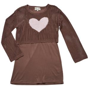 Girls (7-16) No Comment 2Fer Long Crochet Heart Top & Tank Dress alternate view