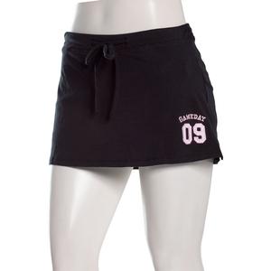 Juniors No Comment Embroidered Twill Applique Mini Skort - Black