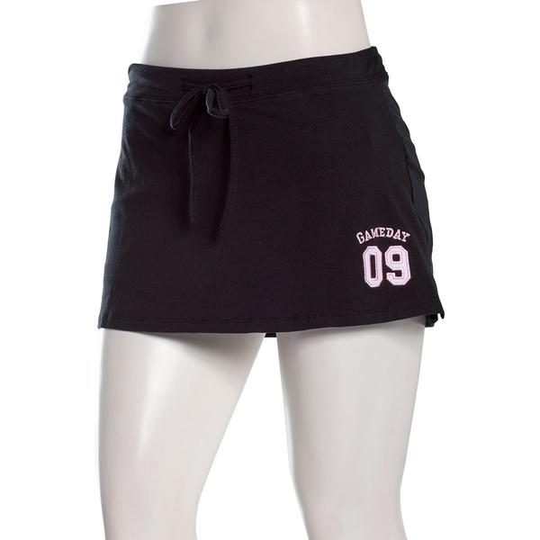 Juniors No Comment Embroidered Twill Applique Mini Skort - Black alternate view