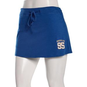 Juniors No Comment Embroidered Twill Applique Mini Skort - Blue