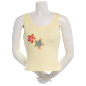 Juniors No Comment Corner Beaded Applique Rib Tank Top -Anise alternate view