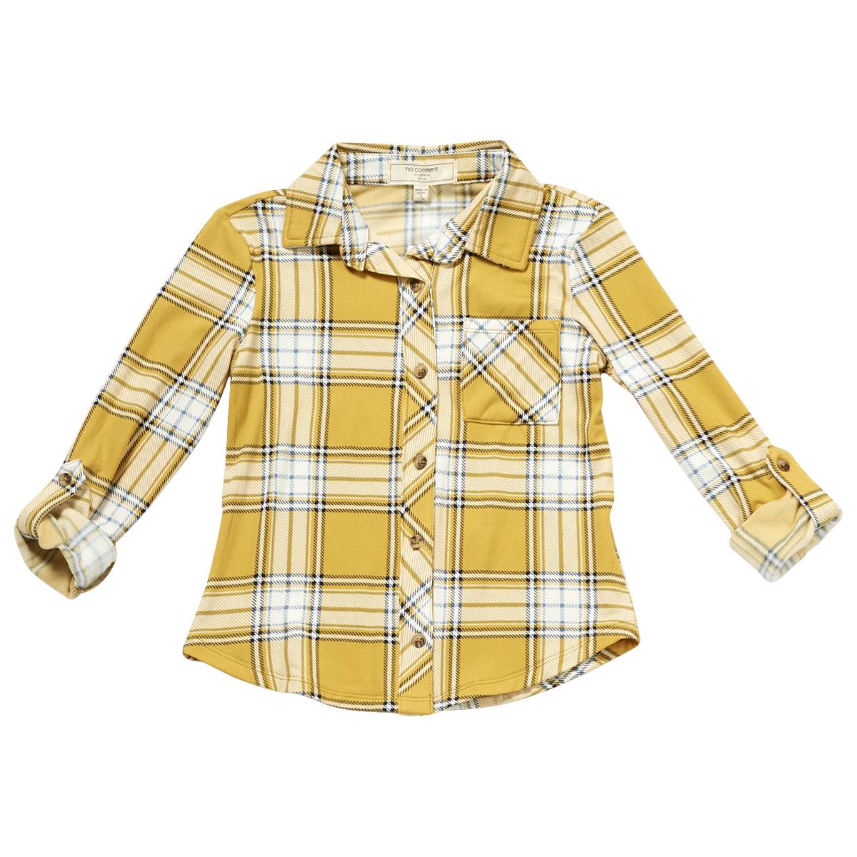 Girls (7-16) No Comment Fleece Back Yummy Shirt - Tobias Plaid