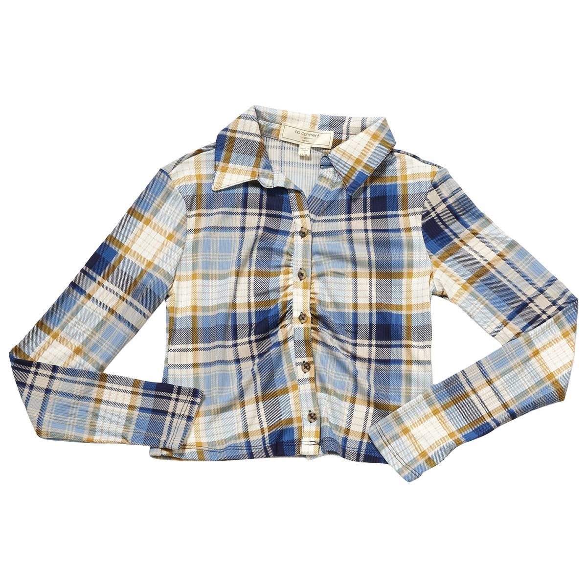 Girls (7-16) No Comment Ruched Button Front Shirt - Maran Plaid