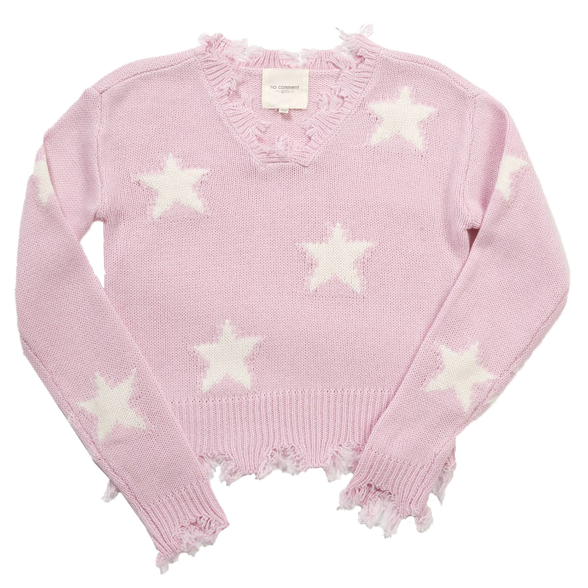 Girls (7-16) No Comment Distress Star Jacquard Sweater