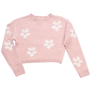 Girls (7-16) No Comment Long Sleeve Floral Mossy Sweater