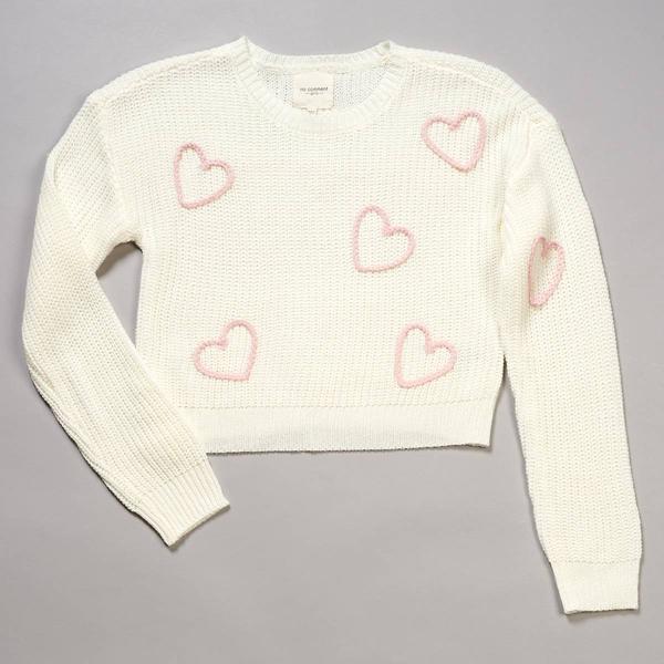 Girls (7-16) No Comment Long Sleeve Braided Hearts Sweater