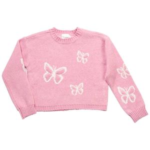 Girls (7-16) No Comment Crew Boucle Butterfly Sweater alternate view