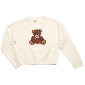 Girls (7-16) No Comment Long Sleeve Teddy Bear Chenille Sweater alternate view