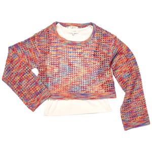 Girls (7-16) No Comment Space Dye Crochet Mesh 2Fer & Tank alternate view