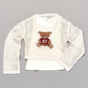 Girls (7-16) No Comment Long Sleeve Mesh Varsity Bear 2Fer w/Tank alternate view