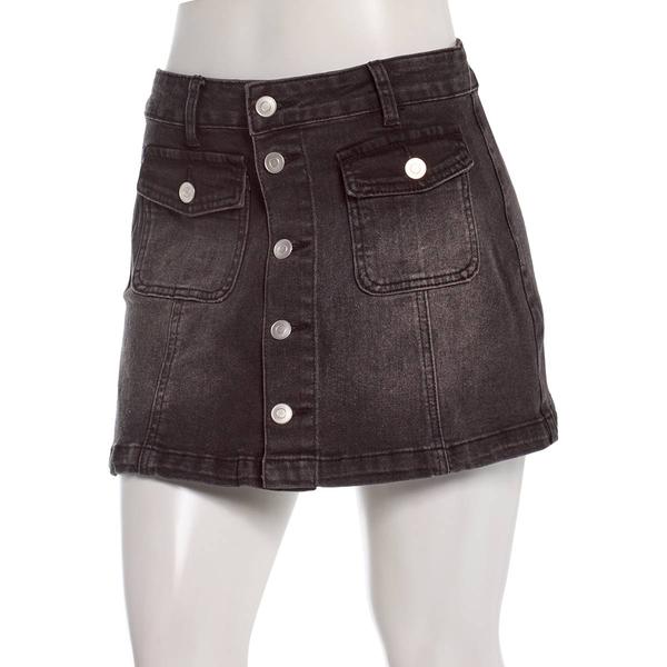 Juniors No Comment Button Down Denim Skirt