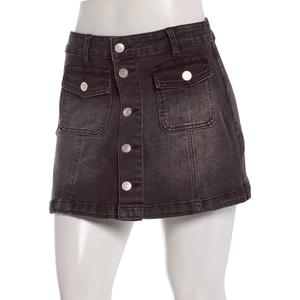 Juniors No Comment Button Down Denim Skirt