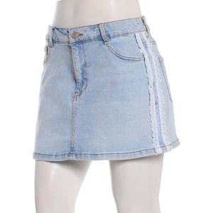 Juniors No Comment Mid Rise Lace Side Stripe Skirt