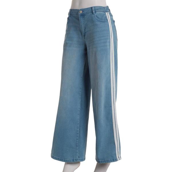 Juniors No Comment Racer Side Striped Wide Leg Jeans