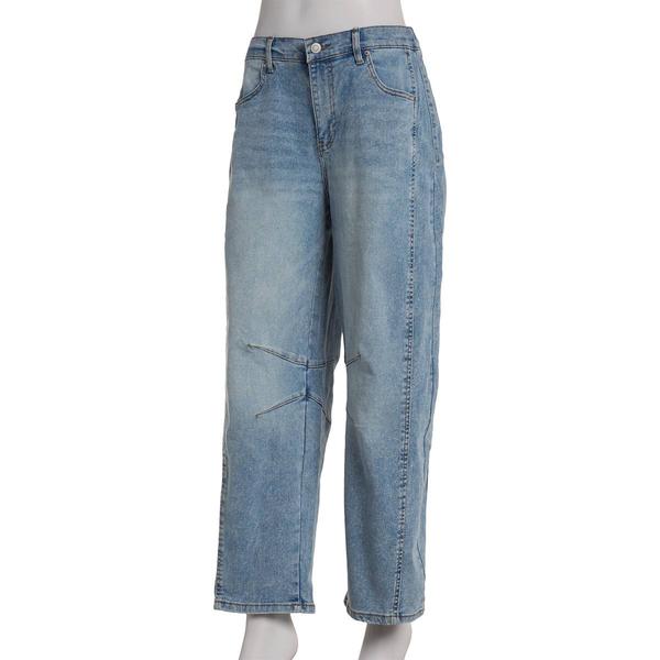 Juniors No Comment Classic Barrel Leg Jeans with Charm Keychain alternate view