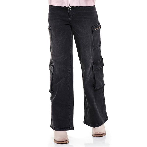 Juniors No Comment Mid Rise Wide Leg Belted Cargo Pants