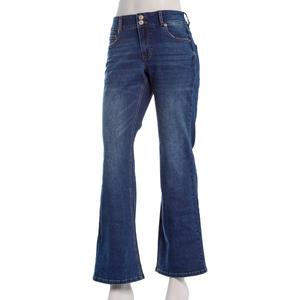 Juniors No Comment Mid Rise 2 Button Bootcut Jeans