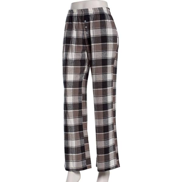 Juniors No Comment Plaid Flannel Wide Leg Lounge Pants - Black