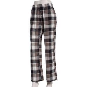 Juniors No Comment Plaid Flannel Wide Leg Lounge Pants - Black alternate view