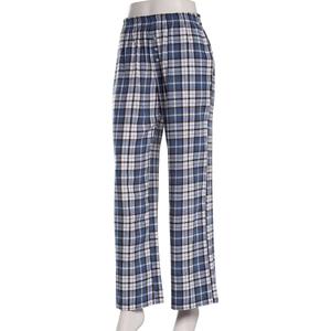 Juniors No Comment Plaid Flannel Wide Leg Lounge Pants - Indigo