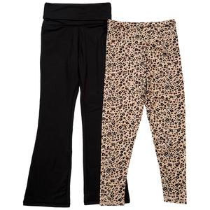 Girls (7-16) No Comment Solid/Animal Flared & Straight Leggings alternate view