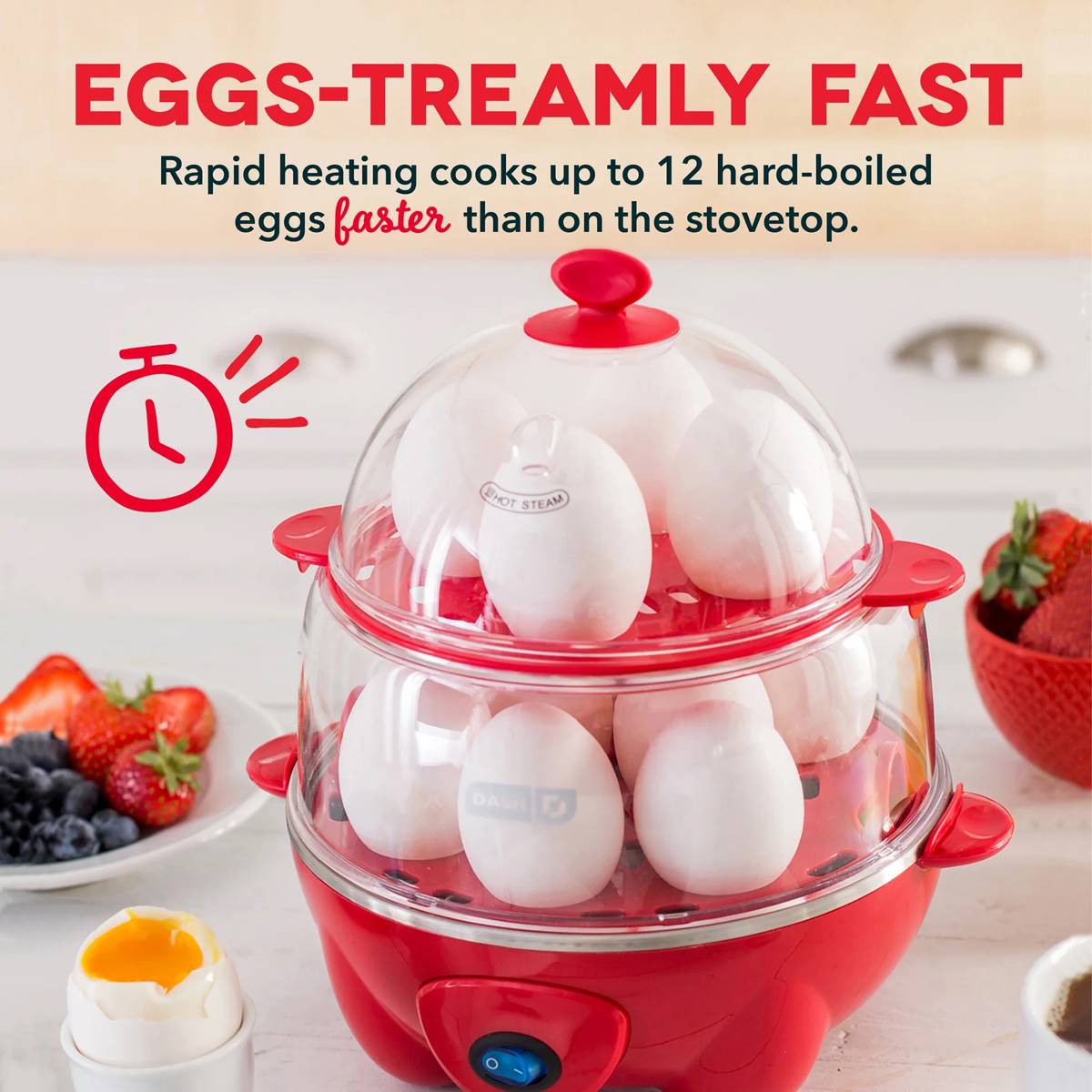 Dash 12 Egg Deluxe Electric Cooker - Red
