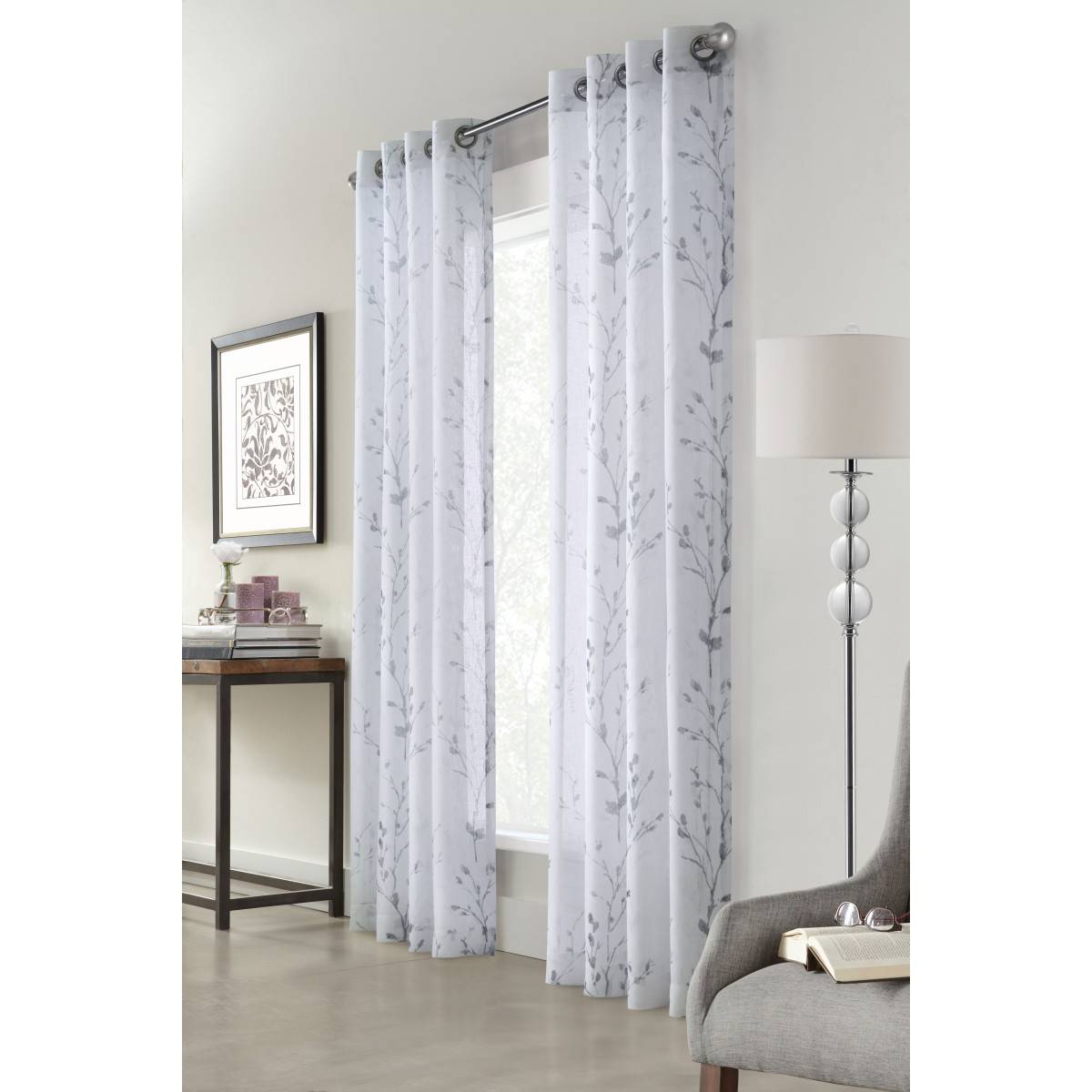 Habitat Primavera Floral Semi Sheer Grommet Curtain Panel